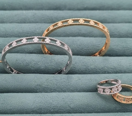 Cutwork Dot Design Bangle & Ring Set