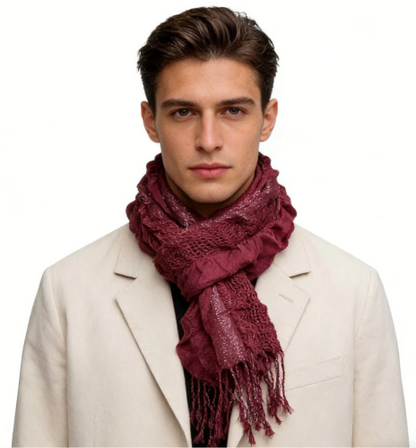Extra-long Evening glamour piece Magenta Metallic Crinkle Scarf,Shimmer Textured Scarf ,Luxe look for evening wear,Scarf,vacation,daily life,evening party,Office appropriate subtlety for women men